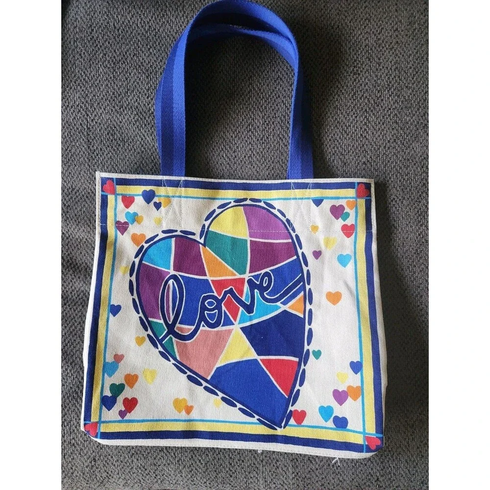 Brighton Cherished Love Tote Keep Love In Your Heart Canvas Bag Multi Color